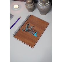Istanbul Desenli Ahşap Kapaklı Defter - Notebook Defter Düz - Çizgisiz Defter Ahşap Rengi Ceviz