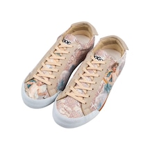 Kadın Vegan Deri Bej Sneakers - Angel's Dream Tasarım Çok Renkli