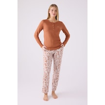 Pierre Cardin Kadın Kahverengi Pijama Takımı Pc8862-s-v1 Kahverengi