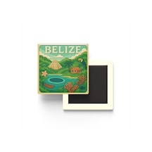 Belize - Belize - Paper Cut Art - Baskılı Buzdolap Magneti Kare - 9x9 Cm