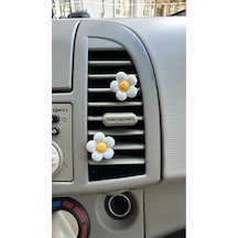 3lü Mini Beyaz Papatya Çiçeği Araba Klima Süsü Klips Süslemeleri Araç Içi Araç Aksesuar
