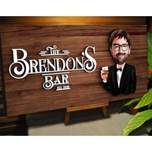 Bk Gift Kişiye Özel Karikatürlü Kabartma Tasarım Ceviz Ahşap Bar Tabelası, Home Bar Tabela, Rustik Ev Dekorasyonu, Duvar Dekoru-2