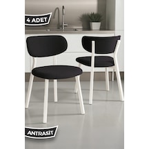 Canisa Toldy Serisi 4 Adet Antrasit Bukle Kumaş Mutfak Sandalyesi Beyaz Metal Ayak Antrasit Sandalye Ayaklar Beyaz