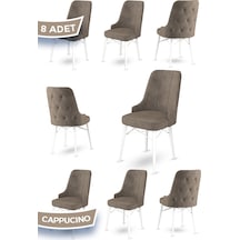 Canisa Trex Serisi 1.sınıf Babyface Kumaş Beyaz Metal Ayak 8 Adet Cappucino Sandalye Sandalye Cappucınou Ayakları Beyaz