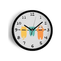 Sevimli Hayvanlar Modern Tasarım Çocuk Odası Duvar Saati - 30cm - Önü Camlı Siyah Kasa-jh0907 Siyah