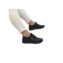 Voyager 9050 Siyah Hakiki Deri Şeffaf Taban Bayan Ayakkabı Siyah