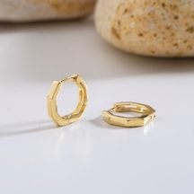 Goldkupe 14 Ayar Altıgen Minik Halka Altın Küpe 1,02 Gr-3018