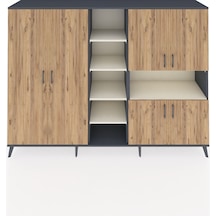 Hyperion Dolap 13 Raflı 6 Kapaklı 220x44x163 Antrasit-çam/aytaşı Atlas Çam/aytası - Antrasıt