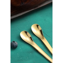 304 Çelik 6 Adet Gold Lüx Modern Çay Kaşığı Kahve Fincan Kaşığı Cin581sr-6