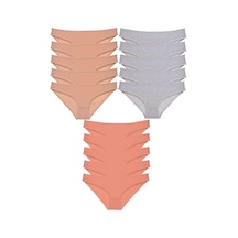 15 adet Süper Eko Set Likralı Kadın Slip Külot Ten Gri Pudra RYL-EKO15018 Gri