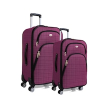 Gedox Büyük Ve Kabin Boy Valiz Seti 4 Teker Kumaş Valiz Mor 1081