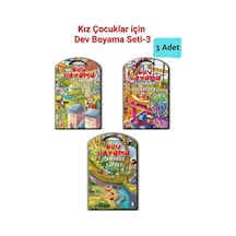 Kız Çocuklar İçin Dev Boyama Seti-3, Prenses Kalesi, Orman, Lunapark Temalı 3 Adet 67.5 X 100 Cm