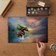 Denizde Koşan Unicorn Tasarımı 240 Parça Ahşap Puzzle Ahşap Kutuda Mpy20351