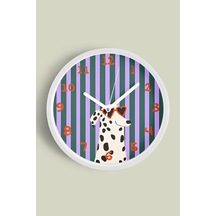 Dalmaçyalı Köpek Modern Duvar Saati - Çocuk Odası Duvar Saati - 42cm - Önü Camlı Beyaz Kasa Beyaz