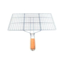 Jenerik Ahşap Saplı Mangal Izgarası Galvanizli Paslanmaz Kafes Demir 25 X 40 Cm