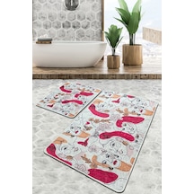 Faccia Banyo Halısı Djt 2 Li Set Banyo Paspası Kaymaz Tabanlı Klozet Takımı Çok Renkli