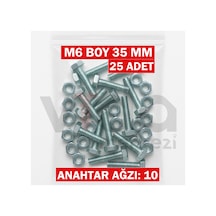 M6x35 Altı Köşe Cıvata + Somun Takımı Çinko Kaplı 25 Adet Takım 1