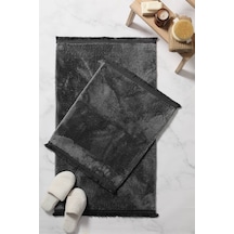 Buççin Online Mağaza Puffy Yumuşak Yıkanabilir Düz Saçaklı Peluş Kaydırmaz Taban 2'li Banyo Paspası Antrasit 60x100-40x60 Çok Renkli