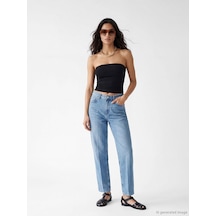 Lcw Jeans İndigo Yüksek Bel Barrel Fit Kadın Jean Pantolon