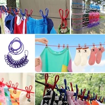 Buffer Çamaşır İpi 12 Mandallı Klipsli Lastikli Çamaşır Mandallar