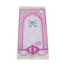 İsme Özel İşlemeli Dijital Baskılı Çocuk Seccadesi Pembe