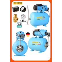 Staxx Stx1595 1.5hp Jet Su Motoru 24lt Yatay Tanklı Otomatik Hidrofor Set Full Takım 4 Kat 4 Daire