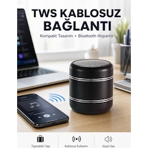 Taşınabilir Silindir Tasarım Bluetooth 5.0 Hoparlör Yüksek Bas Performanslı Yeni Nesil - Lisinya