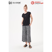 Gd Goldoremi 29128 Premium Kadın Desenli Rahat Kesim Bol Paça Kısa Kollu Pijama Takım Siyah