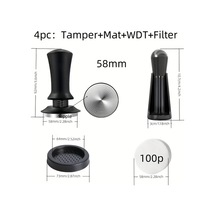 Topshop1 Munden's 58mm 4 Adet Sıkıştırıcı Mat Wdt Filtre Paslanmaz Çelik Espresso Karıştırıcı 13 61kg Ev Baristaları İçin Dayanıklı Aksesuar Ahşap