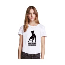Dog American Staff Baskılı Beyaz Kadın Tshirt
