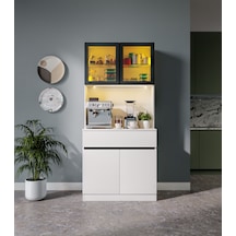 Lotus Mini Kahve Köşesi Komple Mdf Led Aydınlatmalı Mutfak Dolabı Beyaz