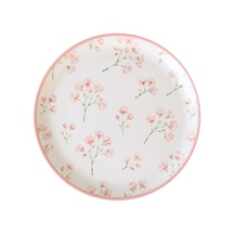 Keramika Minimal Çiçek Pasta Tabağı 20 Cm 3 Adet Çok Renkli