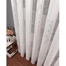 Evdepo Home Patchwork Desen Tül Perde 1/2.5 Normal Pile - Tek Kanat - Ekru