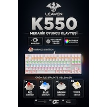 K550 Mekanik Oyuncu Klavyesi-değiştirilebilir Switch-rainbow Rgb Aydınlatma-87 Tuş