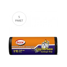 Endüstriyel Battal Boy Çöp Torbası 72 X 95 Cm 10 Lu Rulo X 5 Paket 50 Adet Siyah