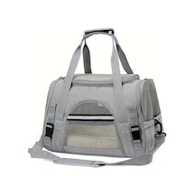 Fochsia Gri Yumuşak Tüylü Seyahat Taşıma Çantası Sökülebilir Taban Orta Boy Kedi Köpek