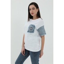 Serdem - Kot Cepli T-shirt - Beyaz 001