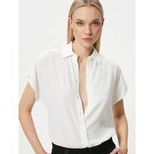 Koton Kısa Kollu Gömlek Düğmeli Regular Fit Kırık Beyaz 4sak60002ew 4SAK60002EW001 Ekru