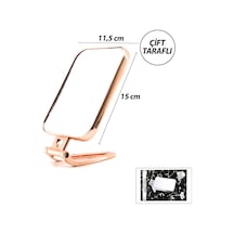 Dikdörtgen - Bakır 15x11.5cm Makyaj Aynası Çift Taraflı Katlanır Ayaklı 5468 Çok Renkli
