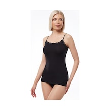 Malabadi Kadın Siyah 2 Li Paket Ayarlanabilir Ip Askılı Güpürlü Modal Atlet 141 Siyah