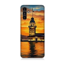 Samsung Galaxy A13 Uyumlu Günbatımında Kız Kulesi Desenli Silikon Kılıf Çok Renkli