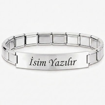 Kişiye Özel İsim Yazılı İtalyan Charm Plakalı Unisex Çelik Bileklik Scb93y Beyaz
