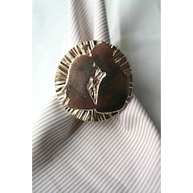 6 Adet Gold Valentine Yuvarlak Metal Peçete Halkası - Napkin Ring