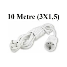 Topraklı Uzatma Seyyar Kablosu Tekli Priz 10 Metre 3x1,5 Mm Seyyar Uzatma Kablosu