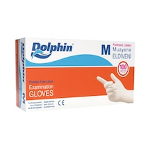 Dolphin Lateks Muayene Eldiveni Pudrasız 100 Adet Beyaz M 8'li Avantaj Paketi - 8 Adet Tarı