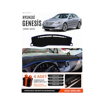 Hyundai Genesis 2008-2014 Uyumlu Torpido Örtüsü, Torpido Kılıfı - Siyah-mavi - Hu020