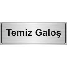 Temiz Galoş Yönlendirme Levhası 5Cmx20Cm Gümüş Renk Metal