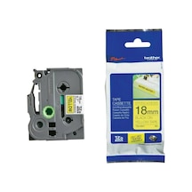 BROTHER P-TOUCH TZE-S641 TZE-TAPE 18MM SARI ÜZERİNE SİYAH GÜÇLÜ YAPIŞKANLI LAMİNASYONLU ETİKET