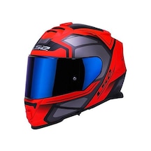 Ls2 Storm 2 Faster Mat Kırmızı Kapalı Motosiklet Kaskı Mavi Camlı Kırmızı