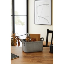 Ocean Home Textile Antrasit Renk Dokulu Kumaş Sepet 24 x 17 x 12 cm